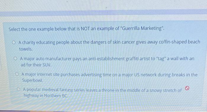 Select the one example below that is NOT an