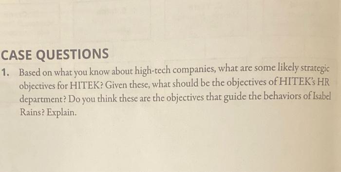 CASE QUESTIONS 1. Based on what you know about