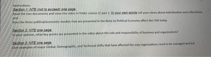 Instructions: Section 1: NTE (not to exceed) one