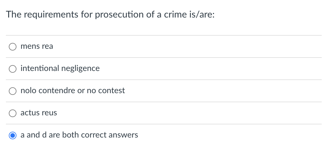 The requirements for prosecution of a crime