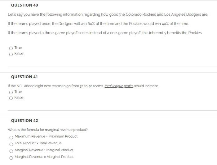 QUESTION 40 Let's say you have the following