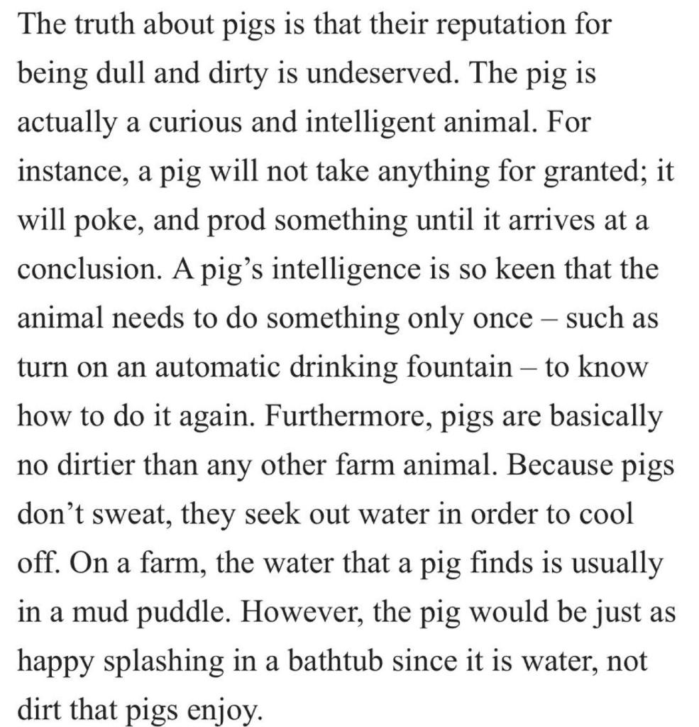 SUMMARIZE IN ONE SENTENCE The truth about pigs is