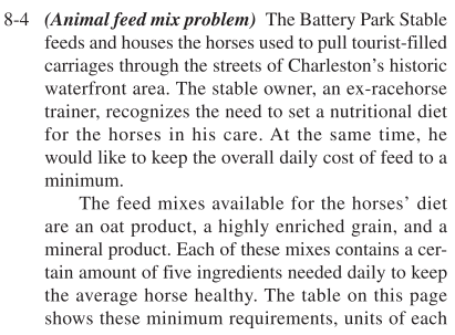 8-4 (Animal feed mix problem) The Battery Park