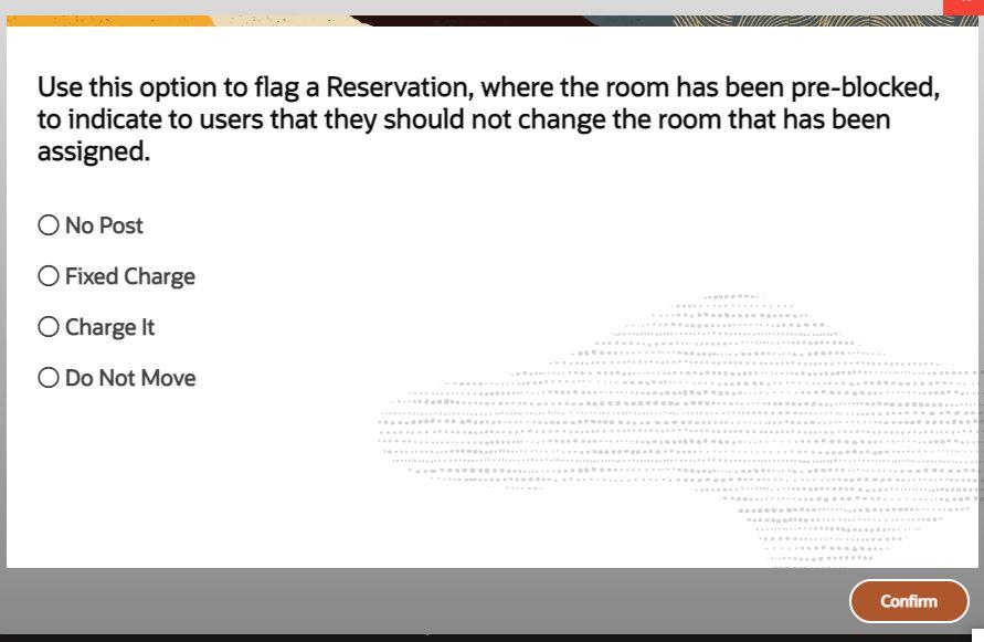 Use this option to flag a Reservation, where the