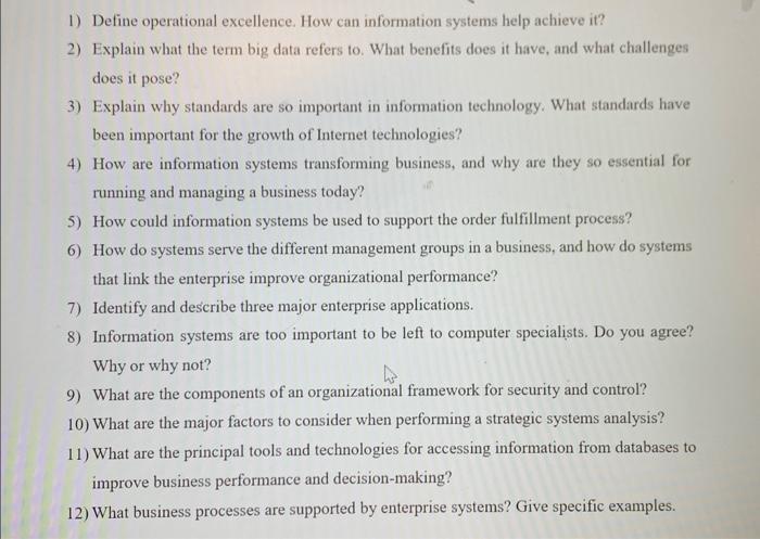1) Define operational excellence. How can