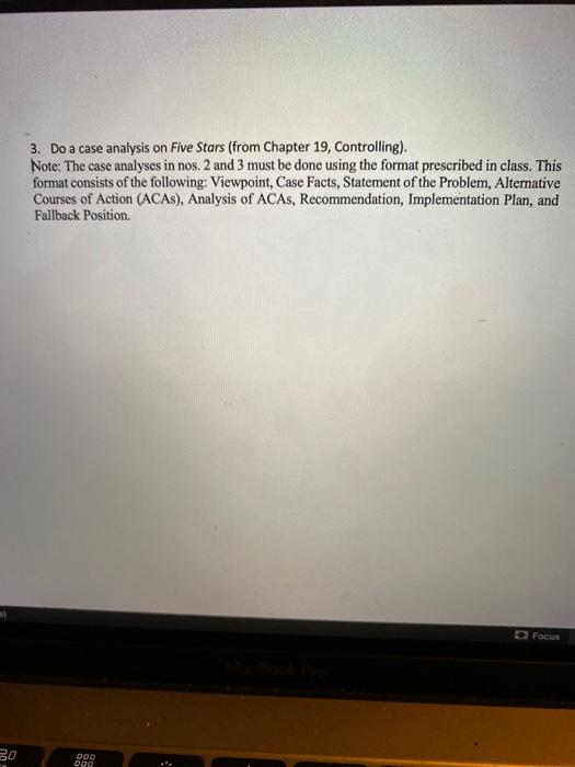 3. Do a case analysis on Five Stars (from Chapter