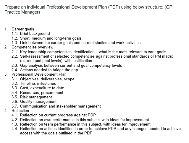 Prepare an individual Professional Development