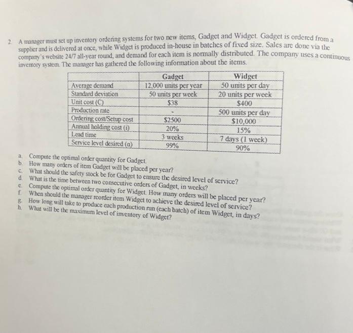 2. A manager most set up inventory ordering