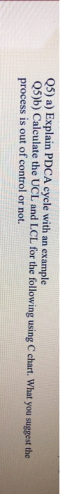 Q5) a) Explain PDCA cycle with an example Q5)b)