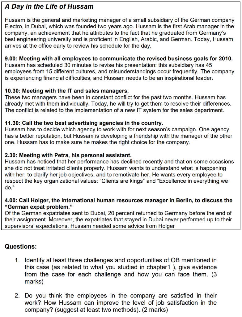 need help with this case study A Day in the Life