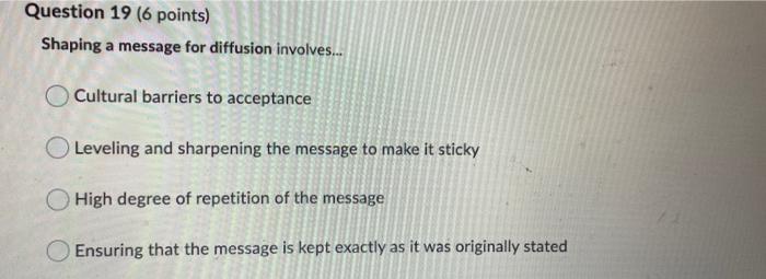 Question 7 (6 points) The new measure for