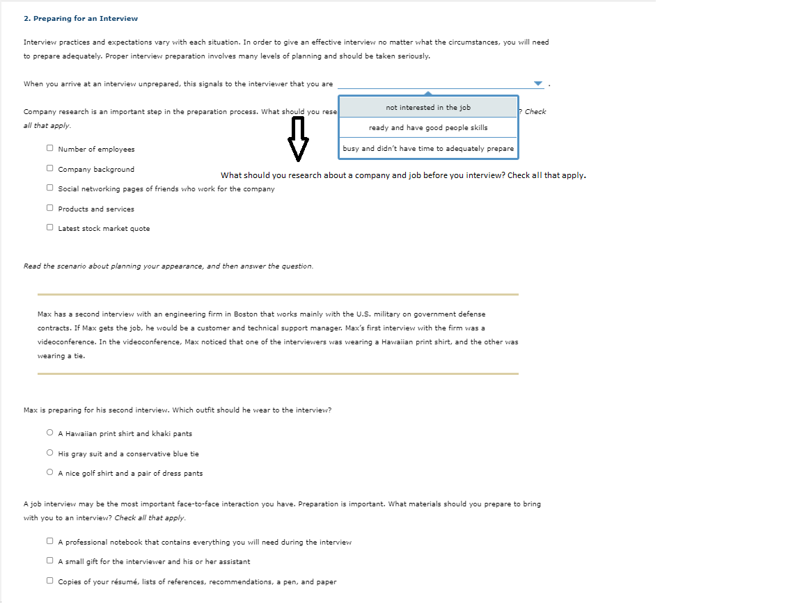 2. Preparing for an Interview Interview practices