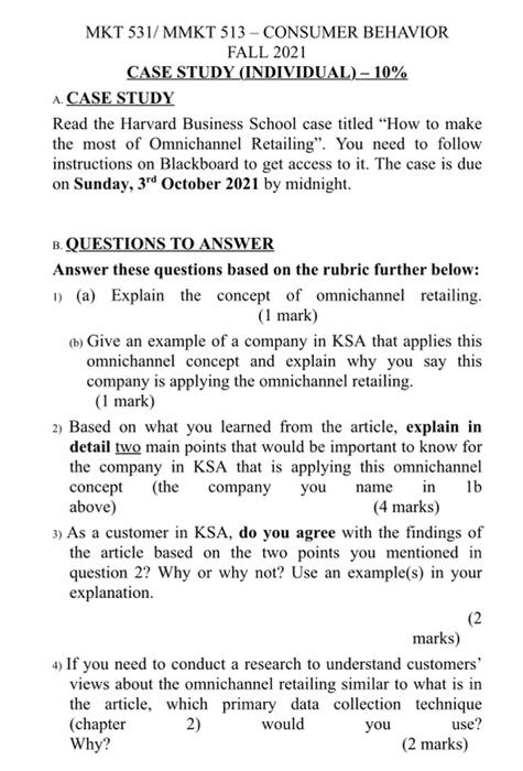 MKT 531/MMKT 513 - CONSUMER BEHAVIOR FALL 2021