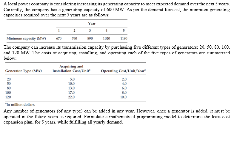 A local power company is considering increasing