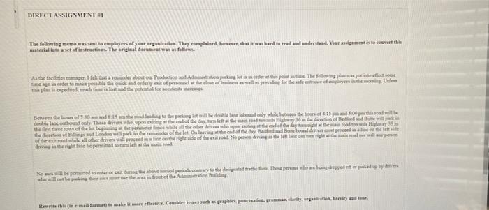 DIRECT ASSIGNMENT The following me was wat