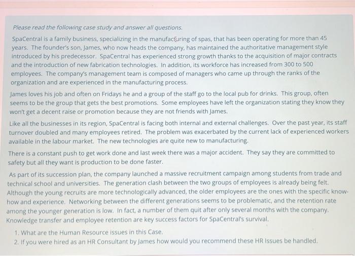 Please read the following case study and answer