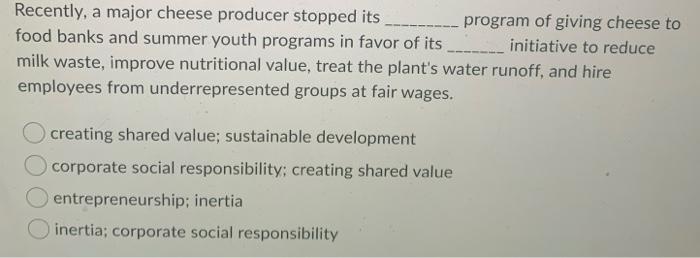 Recently, a major cheese producer stopped its