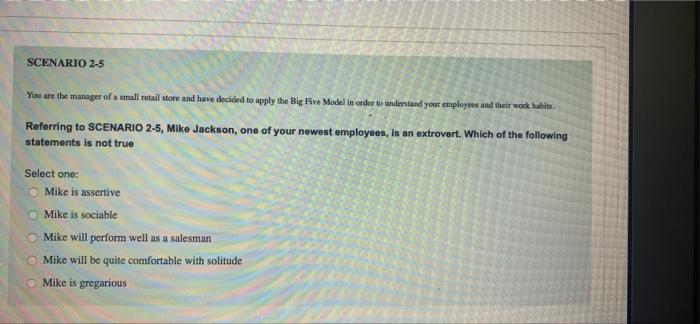 SCENARIO 2-5 You are the manager of a umall