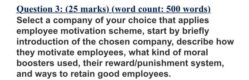 Question 3: (25 marks) (word count: 500 words).