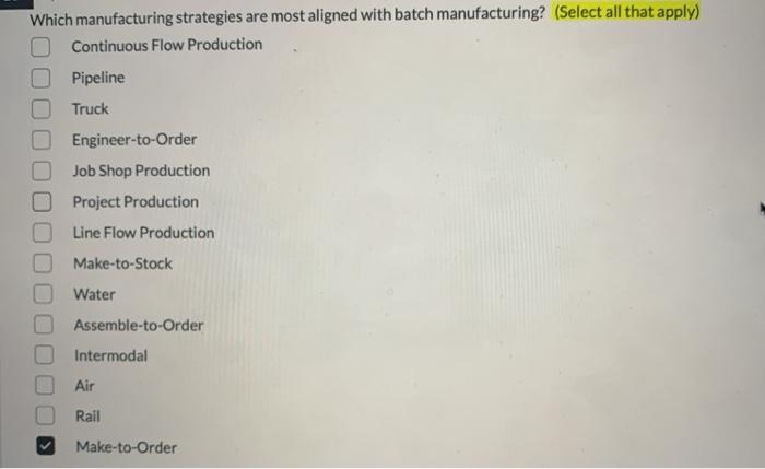 Which manufacturing strategies are most aligned