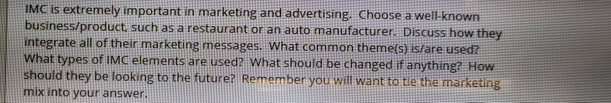 at least 270 words... at least 270 words... IMC