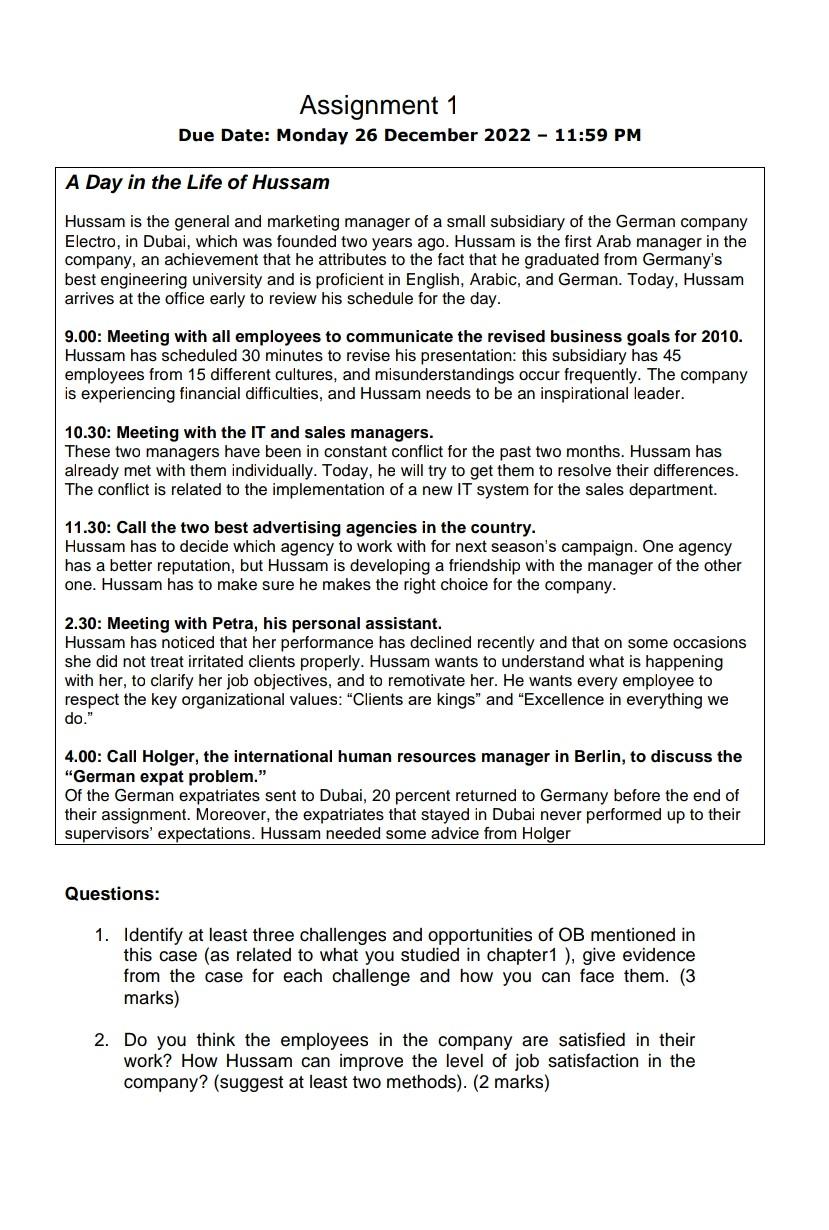 I need help with this case, please Assignment 1
