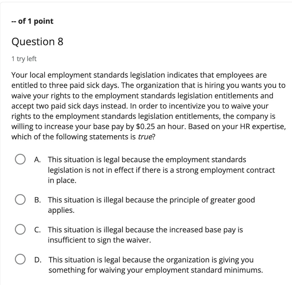 1 try left Your local employment standards