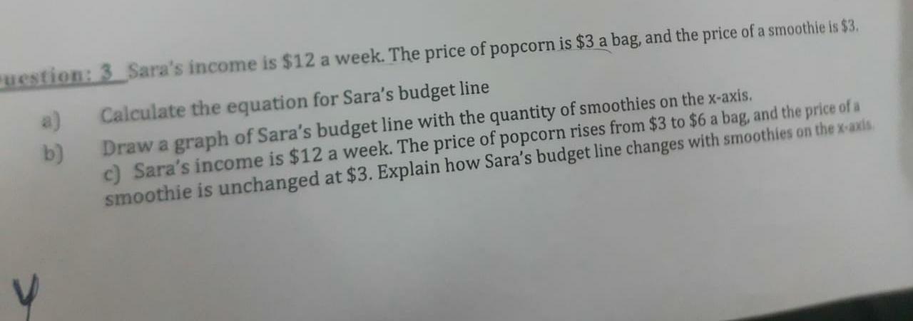 Sara's income is $12 a week. The price of popcorn