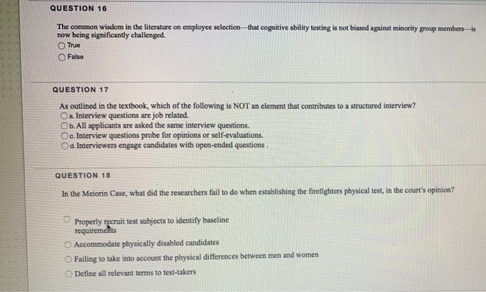 QUESTION 16 The common wisdom in the literature