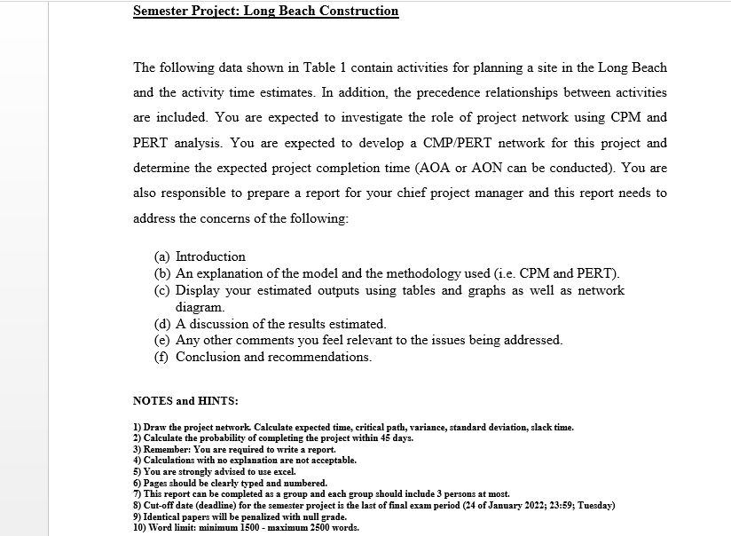 The following data shown in Table 1 contain