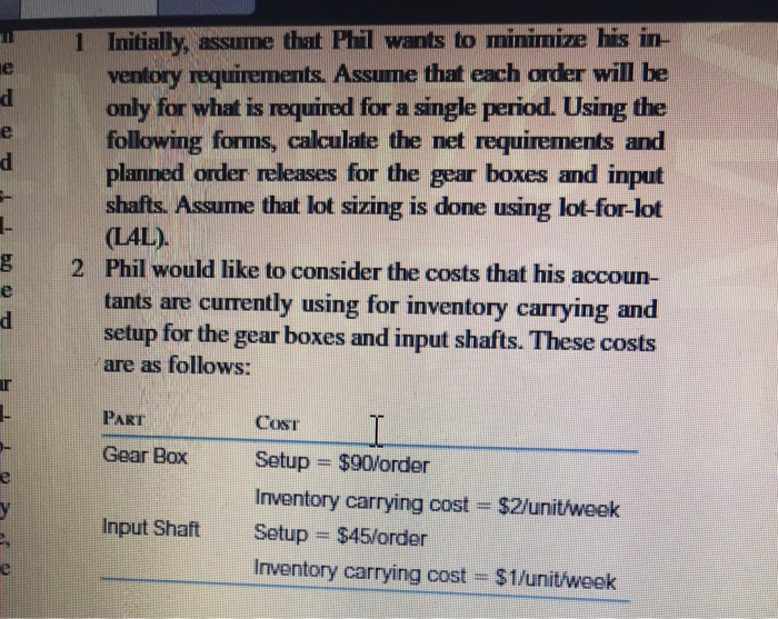 d e d 1 Initially, assume that Phil wants to