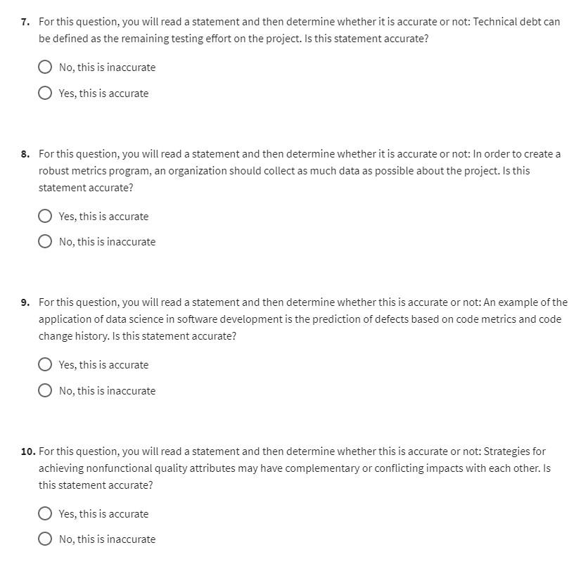 7. For this question, you will read a statement