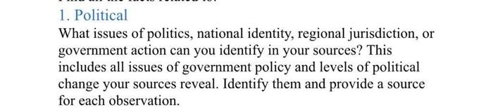 1. Political What issues of politics, national