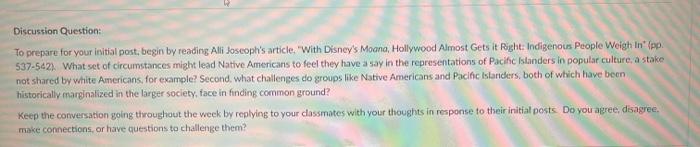 Discussion Question: To prepare for your initial