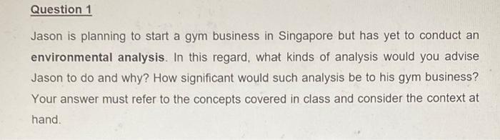 Jason is planning to start a gym business in