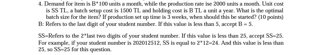 Holding C=5$ Demand=500/month Unit C=106$ 4.