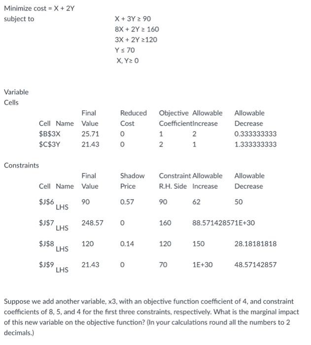 subject to X+3Y908X+2Y1603X+2Y120Y70X,Y0 Variable