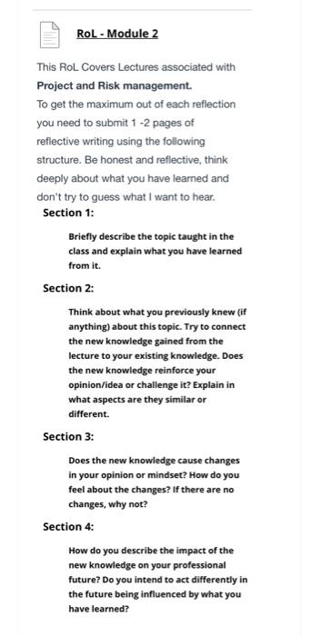 Write me a reflection of learning about Project