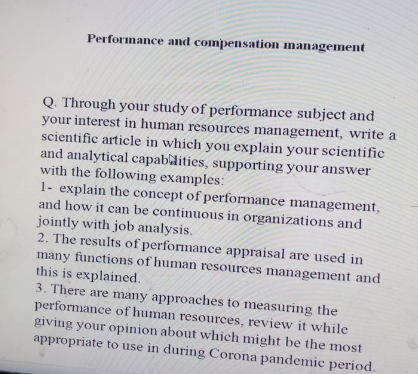 Performance and compensation management Q.