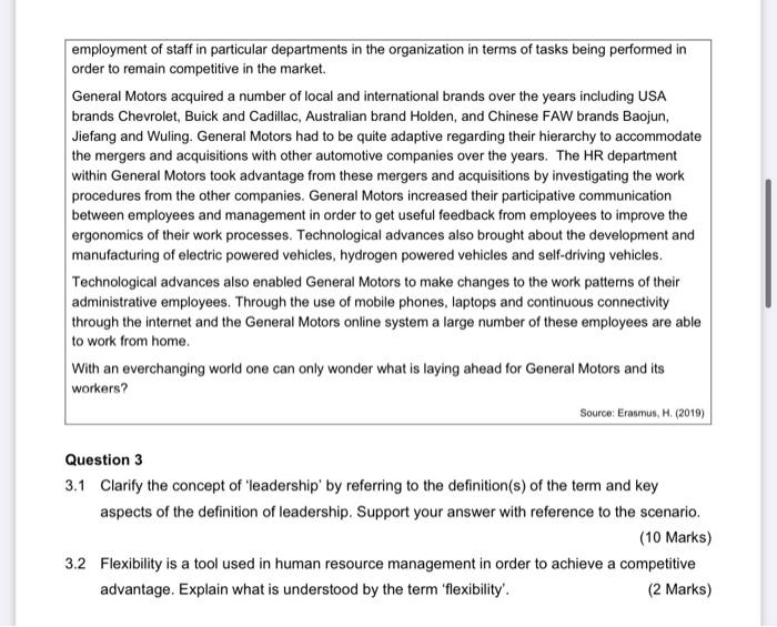 Question 3 Study the scenario and complete the