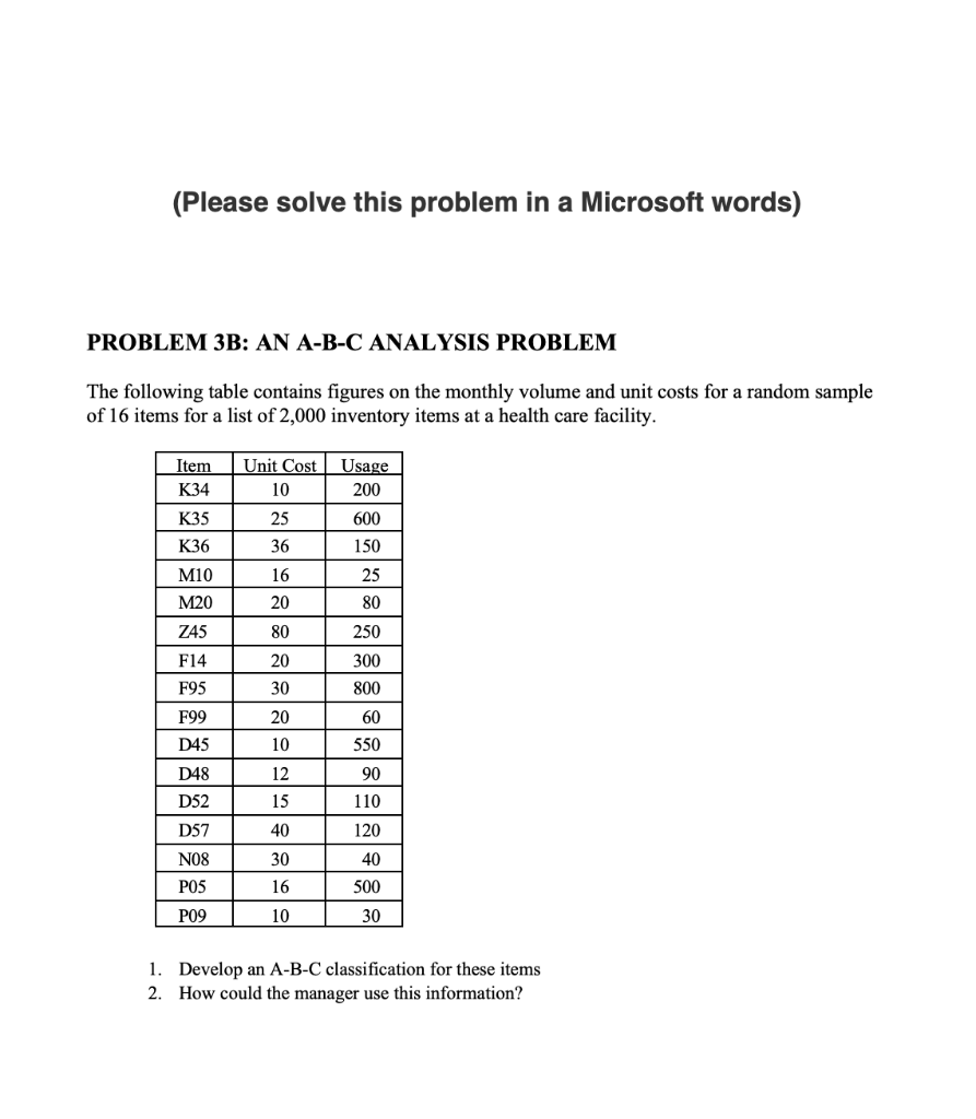 (Please solve this problem in a Microsoft words)