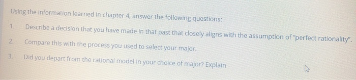 Using the information learned in chapter 4,