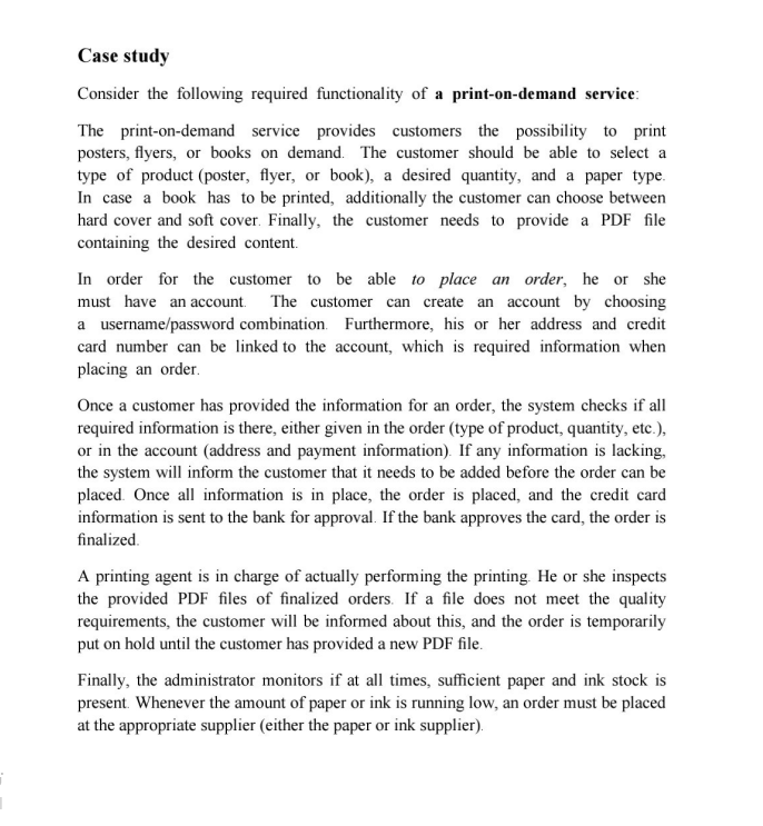 Case study Consider the following required