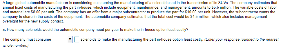 A large global automobile manufacturer is