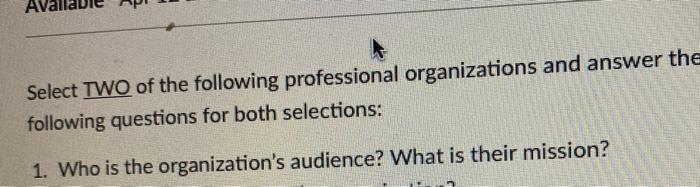 Select TWO of the following professional