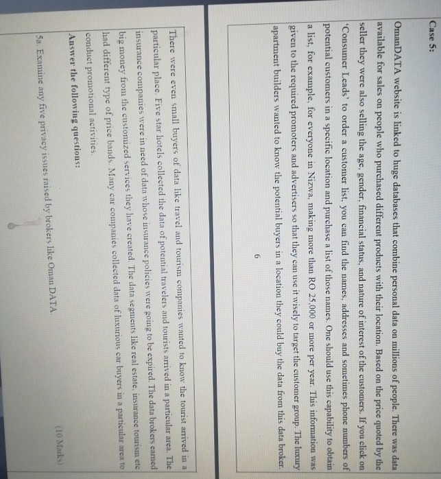 Solve this case Case 5: OmanDATA website is