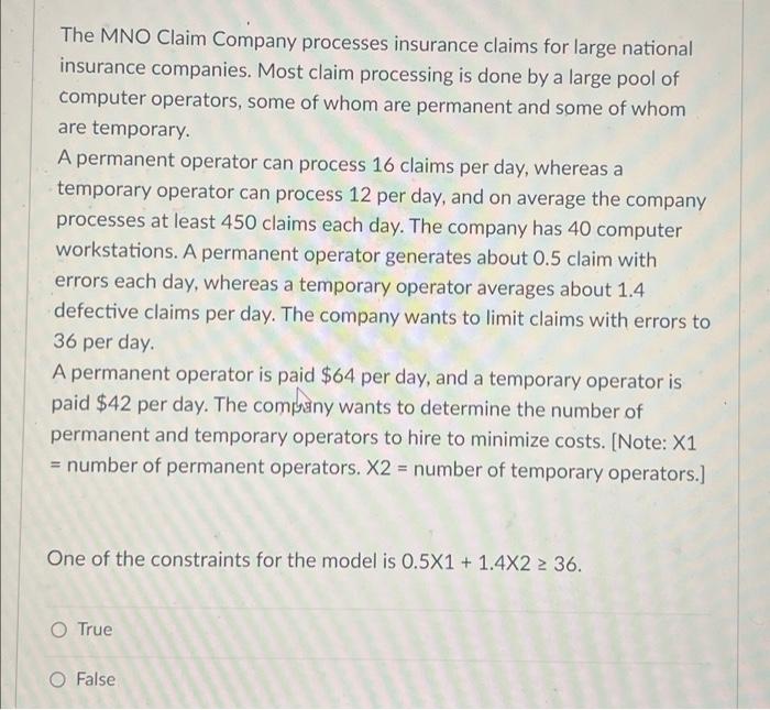 The MNO Claim Company processes insurance claims