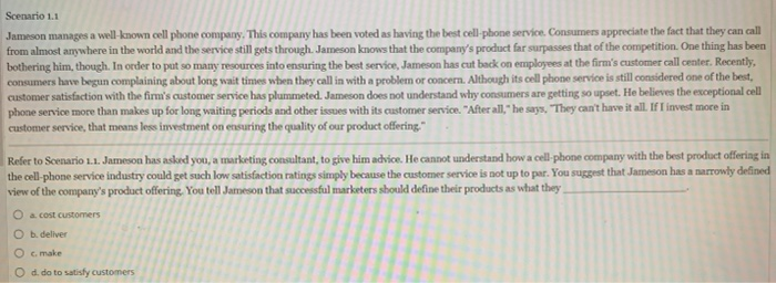 Scenario 1.1 Jameson manages a well-known cell