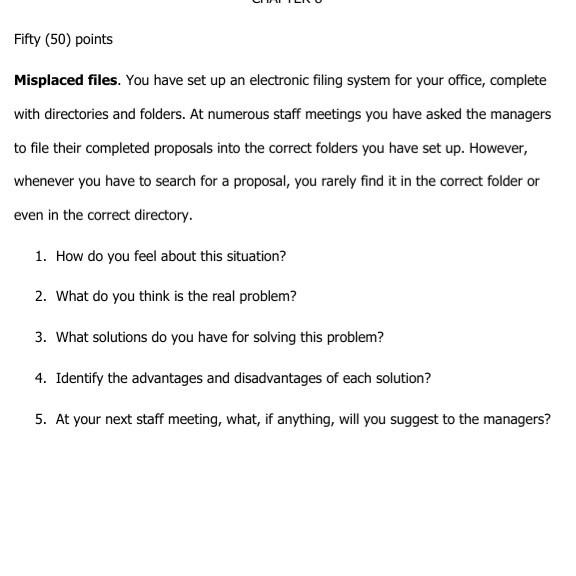 Fifty (50) points Misplaced files. You have set