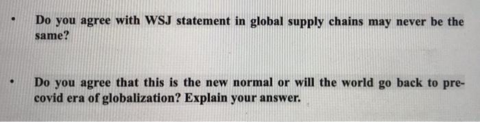 Do you agree with WSJ statement in global supply